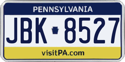 PA license plate JBK8527