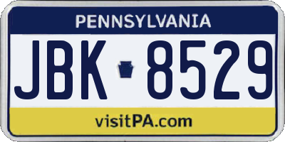 PA license plate JBK8529
