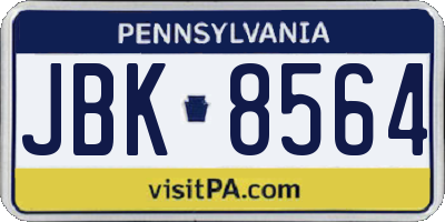 PA license plate JBK8564