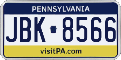 PA license plate JBK8566