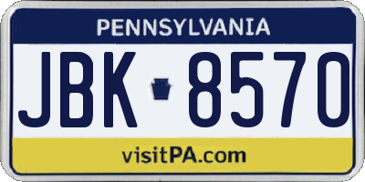 PA license plate JBK8570