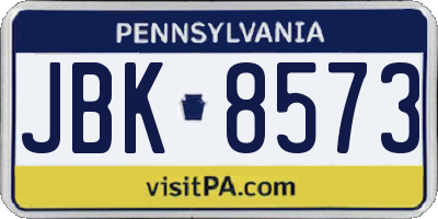 PA license plate JBK8573