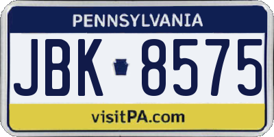 PA license plate JBK8575