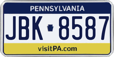 PA license plate JBK8587