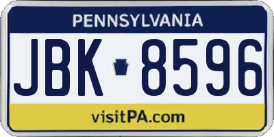 PA license plate JBK8596