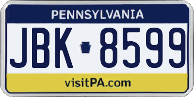 PA license plate JBK8599