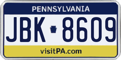 PA license plate JBK8609