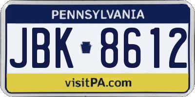 PA license plate JBK8612