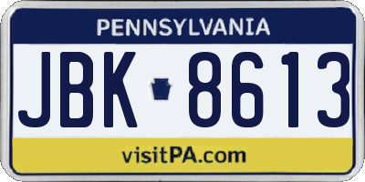 PA license plate JBK8613