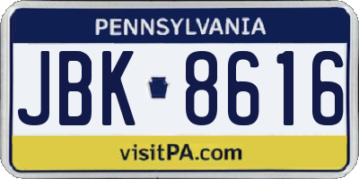 PA license plate JBK8616