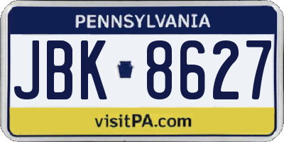 PA license plate JBK8627