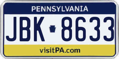 PA license plate JBK8633