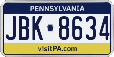 PA license plate JBK8634