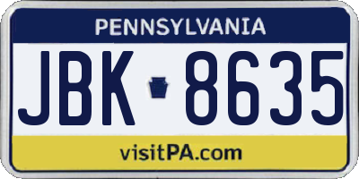 PA license plate JBK8635
