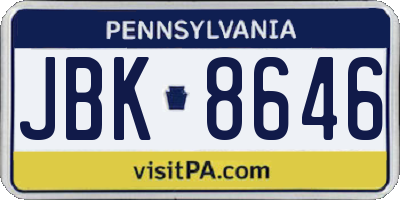 PA license plate JBK8646