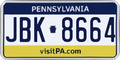 PA license plate JBK8664