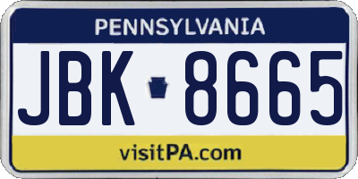 PA license plate JBK8665