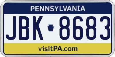 PA license plate JBK8683