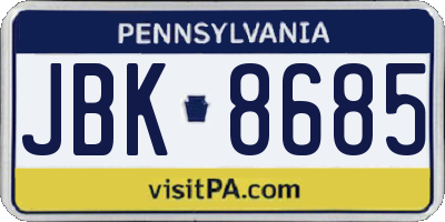 PA license plate JBK8685