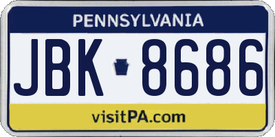 PA license plate JBK8686