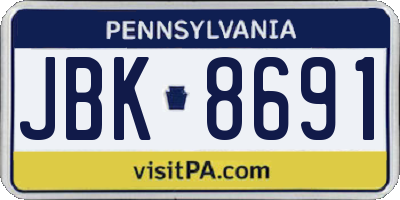 PA license plate JBK8691