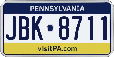 PA license plate JBK8711