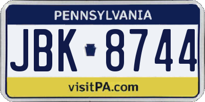 PA license plate JBK8744