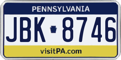 PA license plate JBK8746