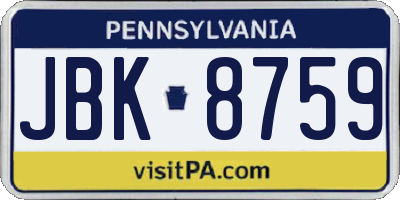 PA license plate JBK8759