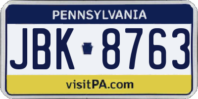 PA license plate JBK8763