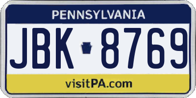 PA license plate JBK8769