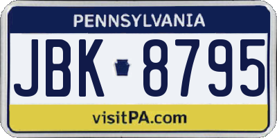 PA license plate JBK8795