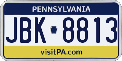 PA license plate JBK8813