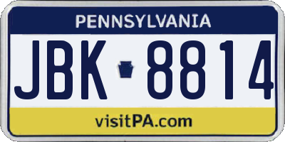 PA license plate JBK8814