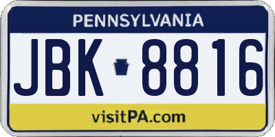 PA license plate JBK8816