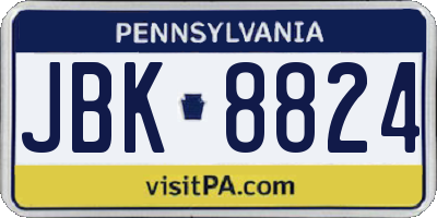 PA license plate JBK8824