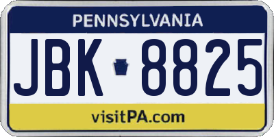 PA license plate JBK8825