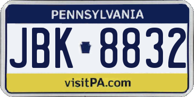 PA license plate JBK8832