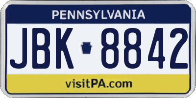 PA license plate JBK8842