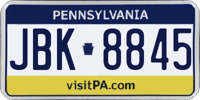 PA license plate JBK8845
