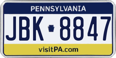 PA license plate JBK8847
