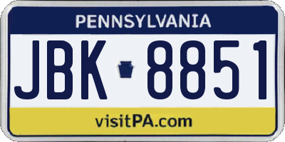 PA license plate JBK8851