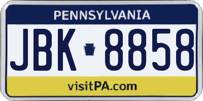 PA license plate JBK8858