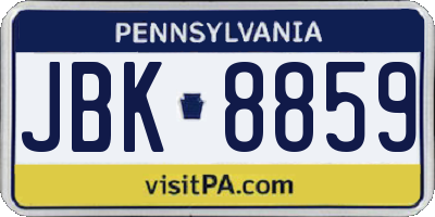 PA license plate JBK8859