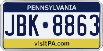 PA license plate JBK8863