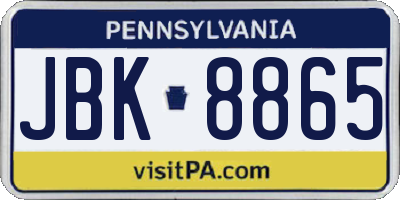 PA license plate JBK8865