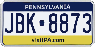 PA license plate JBK8873