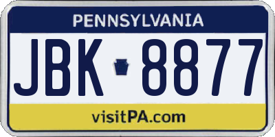 PA license plate JBK8877