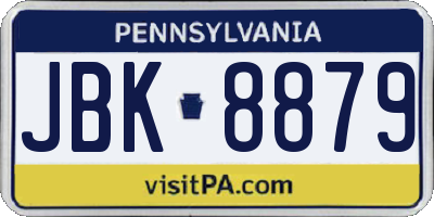 PA license plate JBK8879
