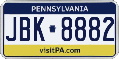 PA license plate JBK8882